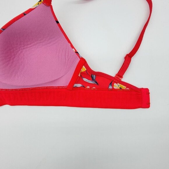 Pink Victorias Secret Wear Everywhere Wireless Lightly Lined Bra 32C Red Floral - Picture 8 of 14